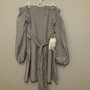 New w/ Tag Belted Off the Shoulder Dress